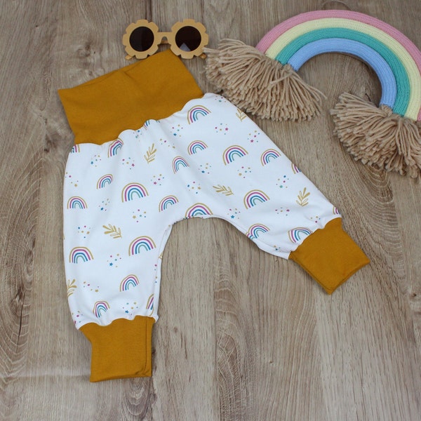 Pumphose Baby Girl Rainbow, Baggy Pants for Toddlers, Newborn Bloomers, Infant trousers, Hose Baumwolle Jersey Mädchen Hose Größen 56 - 98