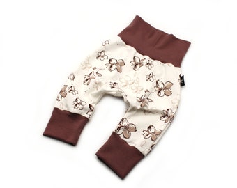 Doodle Flower Baby Pump Pants – Baggy Cotton Jersey Trousers (Newborn–5 Y), Unisex, OEKO-Tex