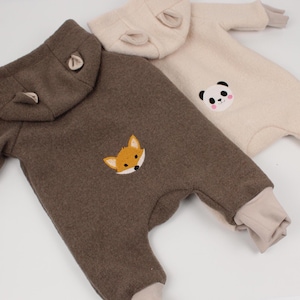 Embroidered 100% Italian Wool Baby Overall – Lined, Stylish Winter Romper for baby (Unisex)