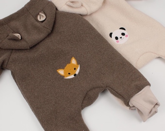 Embroidered 100% Italian Wool Baby Overall – Lined, Stylish Winter Romper for baby (Unisex)