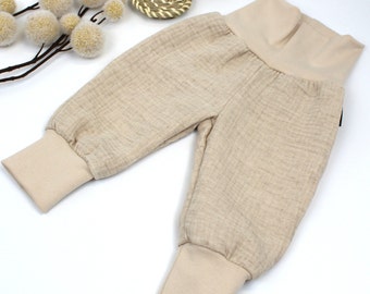 Pantalones holgados de lino y algodón con certificación GOTS para bebé: pantalones de verano suaves y transpirables (unisex)