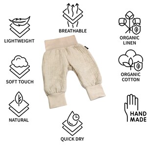 GOTS Zertifizierte Beige Leinen-Baumwoll Pumphose für Kinder Umweltfreundliche Babyhose von AnnaKarinnaKids Bild 2