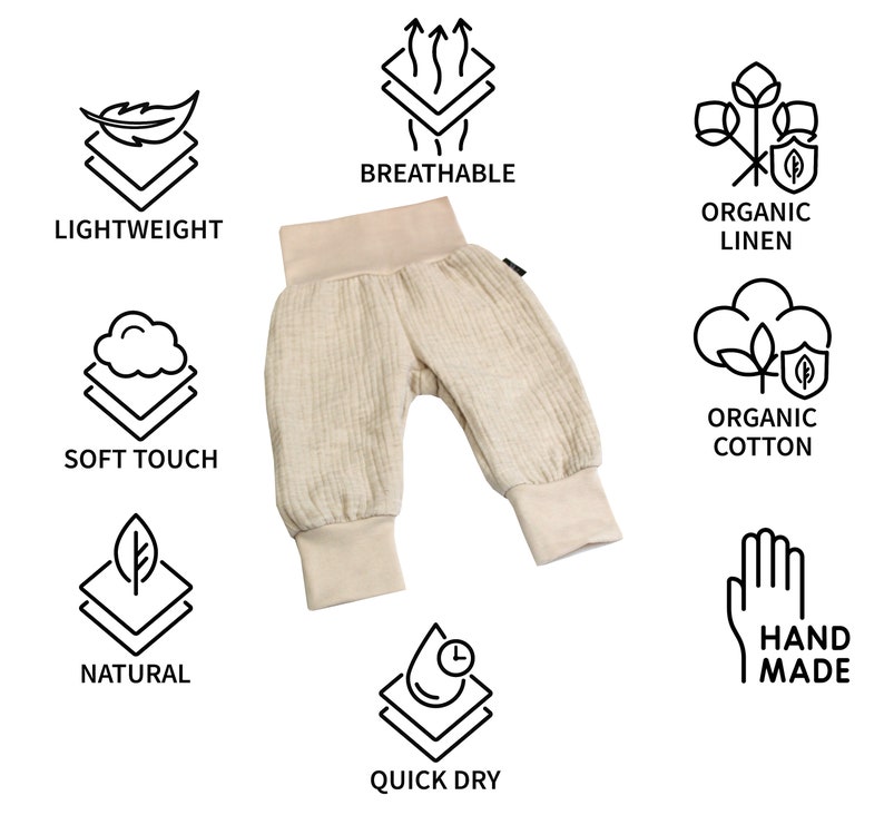 GOTS Zertifizierte Beige Leinen-Baumwoll Pumphose für Kinder Umweltfreundliche Babyhose von AnnaKarinnaKids Bild 2