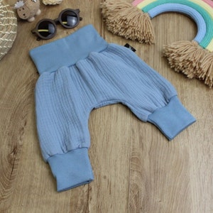 Baby Blue Muslin Baby Bloomers – Soft, Breathable Baggy Pants (Unisex, GOTS-Certified)