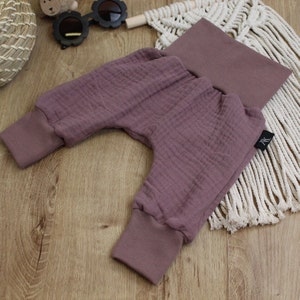 Musselin-Sommer-Pumphose aus Baumwolle, Pumphose für Neugeborene, Kleinkind-Pumphose Musselin, Kinder-Baggy-Hose, Baby-Bio-Kinderhose Junge und Mädchen Old Mauve