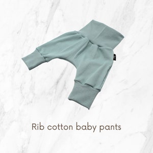 Chic Baggy Rib Pants for Kids | Sea Green Cotton Joggers for Babies | Cute and Cozy Baby Pants for Playdates and Naps, Pump hose baby