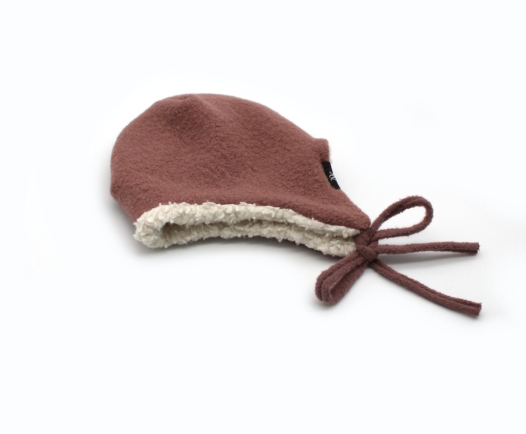 Baby Wool Hat, Winter Baby Hat With Tie Strings, 100 Italian Wool Hat