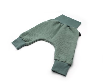 Anna Karinna Kids Pumphose Musselin Kinder Hose Baby Bio Baumwolle Sommer Junge und Mädchen Größen 56-116 Green