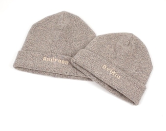 Gepersonaliseerde babymuts van merinowol: gebreide wintermuts