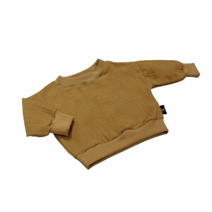 Anna Karinna Kids Muslin Sweater, Camel color organic summer muslin top for babies and kids, Muslin shirt baby, Kids summer pullover Camel