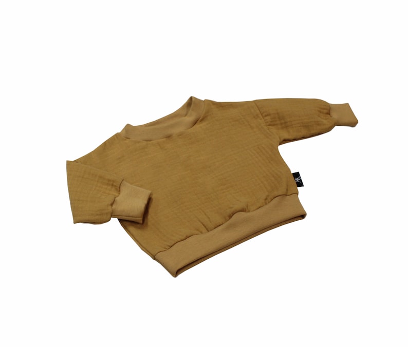 Anna Karinna Kids Muslin Sweater, Camel color organic summer muslin top for babies and kids, Muslin shirt baby, Kids summer pullover Camel