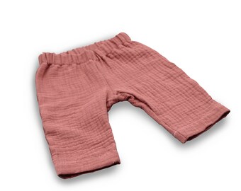 Anna Karinna Kids Clay Rosa Musselin Baby Sommerhose, Bio Kinderhose Musselin, Rosa Musselin Babyhose, Kleinkindhose Baby Girl, Boy