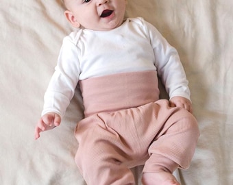 Baggy Rib Cotton Baby Pants – Soft, Stretchy Pumphose (Unisex, OEKO-Tex) Baggy Joggers