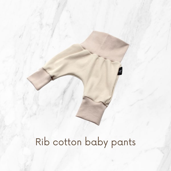 Pump Pants Beige, Rib cotton baby pants, Pumphose Baby Girl, Boy sizes 56 - 104