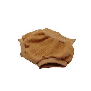 Anna Karinna Kids Shorts en mousseline, Bloomer en mousseline bio pour bébé, Pump shorts pour filles en mousseline, Short baggy d'été pour bébé et Couvre-couche pour bébé fille Camel