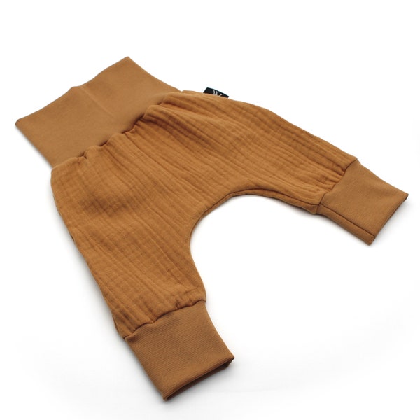 Pantalon ample en mousseline bio pour enfant et bébé | Bas d'été respirants pour bébés - Camel