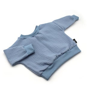 Anna Karinna Kinder Musselin Pullover, Baby Blau Bio Kinder Sommer Musselin Pullover, Baby Kinder Musselin Langarm-Shirt Pullover Baumwolle Baby Blue