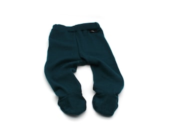 100% Merino Wool baby pants - Green , Merino Baby footed leggings, Wolen baby pants, Merino wool baby pants, Newborn - Infant Merino Pants,