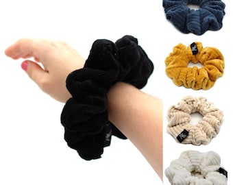 Black Color Rib Cotton Scrunchie, cotton hair rubber, Cotton Scrunchies, Haargummi