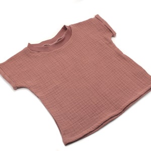 Anna Karinna Kids Clay Pink Muslin summer T-shirt, Kinder T-shirt muslin, Muslin baby shirt, Cotton Gauze top, Toddler muslin top Girl/Boy