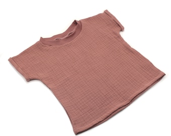 Clay Pink Muslin T-shirt: Summer Cotton  Summer Top baby and toddlers