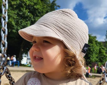 Dubbelskiktad muslin babysolhatt: Justerbar bomulls sommarhatt