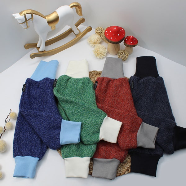 Merino wool baggy pants: Premium Merino Wool Winter trousers for Babies and Toddlers, Pink baby wool pants, Red baby pants, Wool baby pants