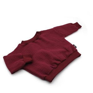 Anna Karinna Kinder Musselin Pullover, Baby Blau Bio Kinder Sommer Musselin Pullover, Baby Kinder Musselin Langarm-Shirt Pullover Baumwolle Bordeaux