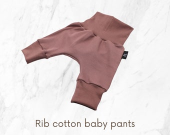 Pantalon escarpin bébé enfant en coton côtelé vieux mauve, Pumphose Bébé Fille, Garçon taille 56 - Taille 104