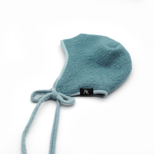 Baby Wool Hat, Mint Winter baby hat with tie strings,  100 % Italian Wool hat, Organic baby cap, Winter kids hat made of  virgin wool