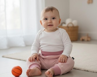 Pantaloni per neonati in mussola verde mare: pantaloni estivi larghi in cotone biologico