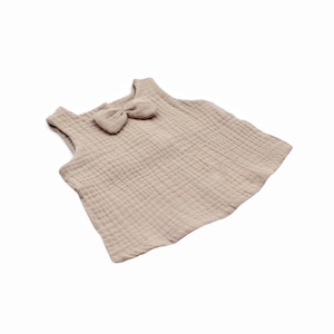 Anna Karinna Kids Muslin baby summer top, Organic children blouse muslin, Muslin baby shirt, Beige baby muslin top, Baby girl summer Shirt