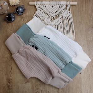 Beige Musselin-Babyhose Kleinkind-Musselinhose Baggy-Sommerhose für Baby Junge oder Mädchen, Größen 56 116 Bild 2