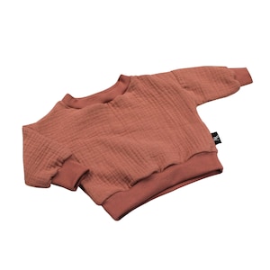 Anna Karinna Kinder Musselin Pullover, Camel Farbe Bio Sommer Musselin Top für Babys und Kinder, Musselin Shirt Baby, Kinder Sommer Pullover Clay Pink