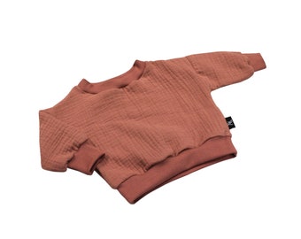 Anna Karinna Kids Muslin Sweater, Clay Pink Organic suéter de muselina de verano para niños, camiseta hecha de muselina, Kinder pullover baumwolle