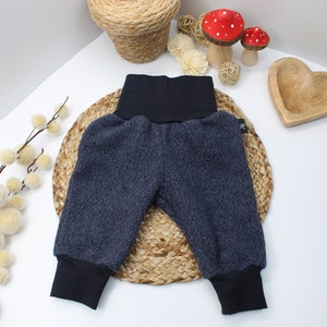 Merino wool navy blue color baggy pants: Premium Merino Wool Winter trousers for Babies and Toddlers.