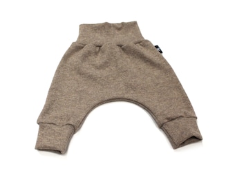 Merino wool baby pants, Beige Wool baggy pants, Organic children's pants Merino wool, Baggy baby winter pants, Natural Unisex kids trousers