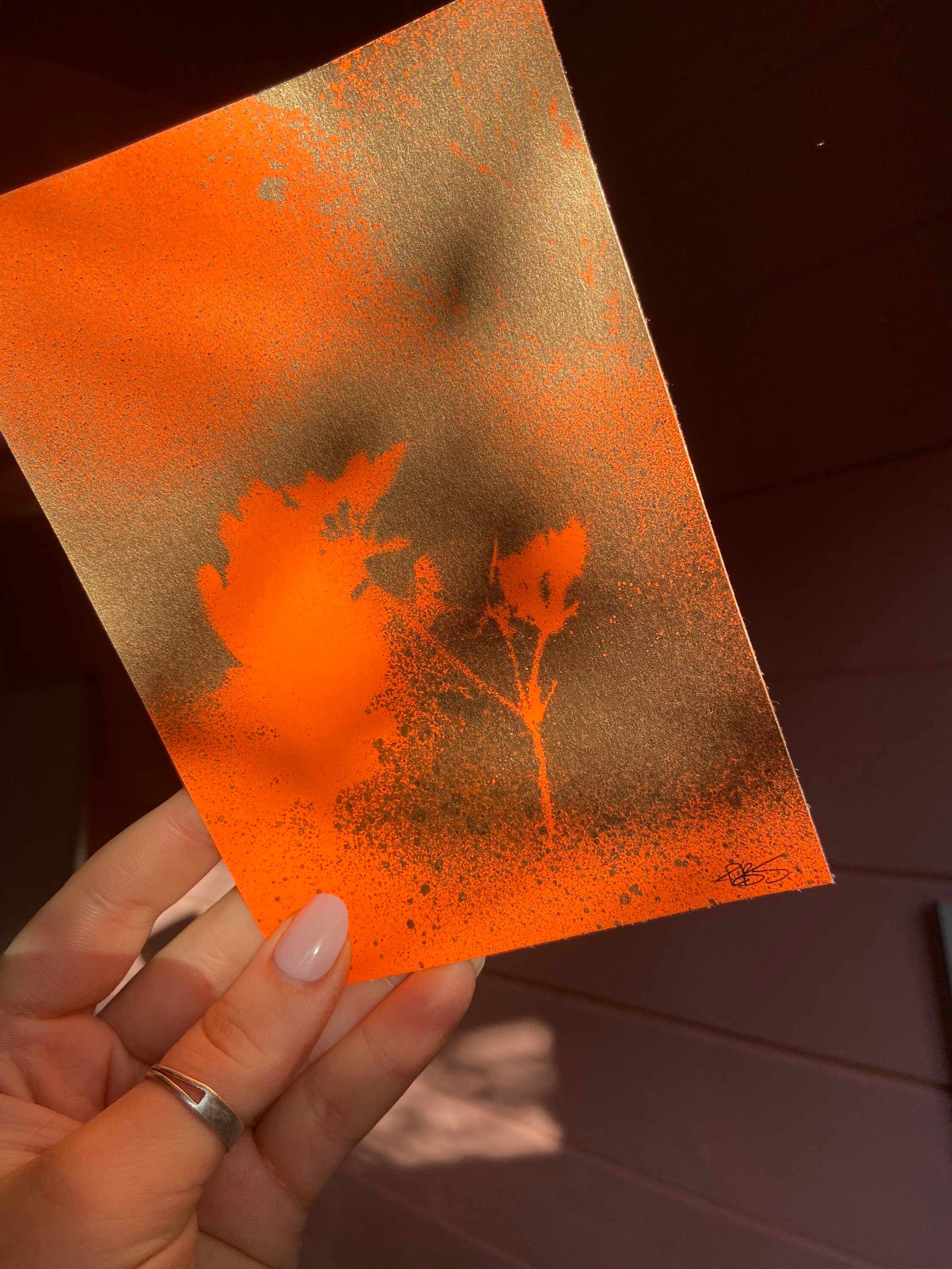 SPRING SET of Three A6 Gold Spray Paint Floral Design Etsy