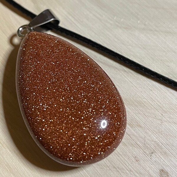 Water Drop Stone Adjustable Necklace (Glittering Orange)