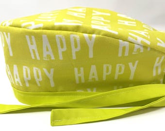 男女兼用 HAPPY 裏地付きサージカルスクラブキャップ