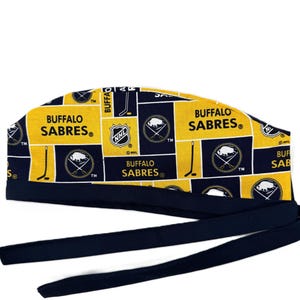 Buffalo Sabres Lined Surgical Scrub, Chemo or Work Cap for Men and Women