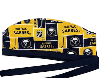 Buffalo Sabres Lined Surgical Scrub, Chemo or Work Cap for Men and Women