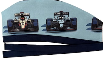 Formula One Racecars Lined Surgical Scrub Cap for Men and Women