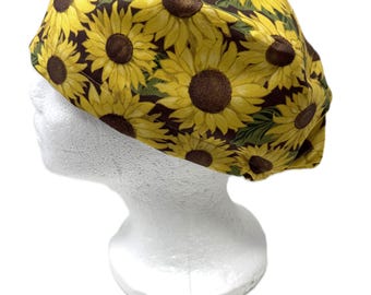 Sunflowers Euro Style Surgical Scrub Cap