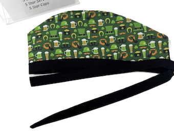 All Things St. Patrick's Day Lined Surgical Scrub Cap for Men and Women