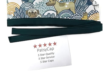 Dog Park Lined Surgical Scrub or Chemo Cap for Men and Women