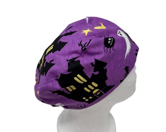 Haunted Houses & Ghosts Euro Style Surgical Scrub Cap