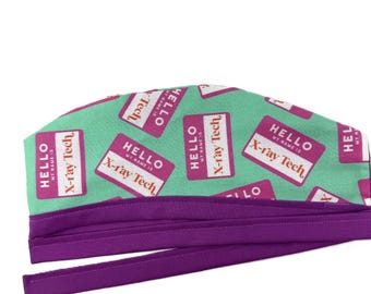 Mi nombre es Técnico en Rayos X. Gorro quirúrgico forrado para hombres y mujeres.