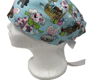 Easter Pups Euro Style Surgical Scrub Cap