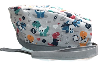 Dino Doctors Lined Surgical Scrub  Caps for Men and Women
